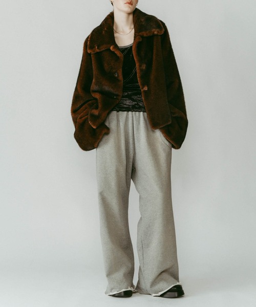 Knuth Marf】point collar fur coat/brown /ファーコート（その他
