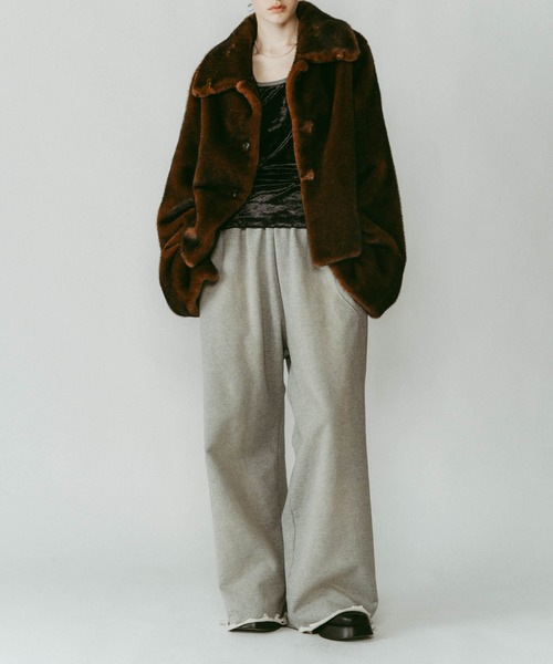 Knuth Marf】point collar fur coat/brown /ファーコート（その他