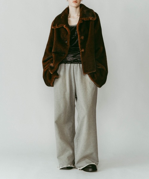 Knuth Marf】point collar fur coat/brown /ファーコート（その他