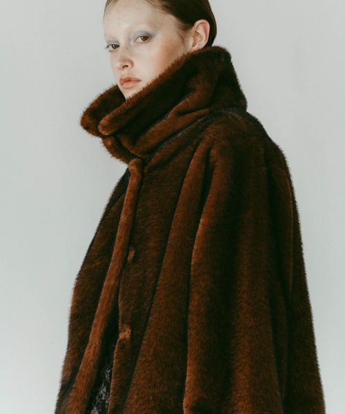 Knuth Marf】point collar fur coat/brown /ファーコート（その他