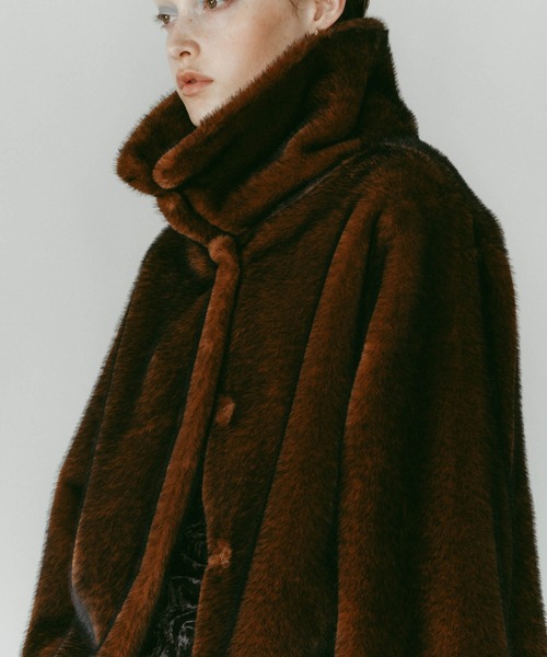Knuth Marf】point collar fur coat/brown /ファーコート（その他