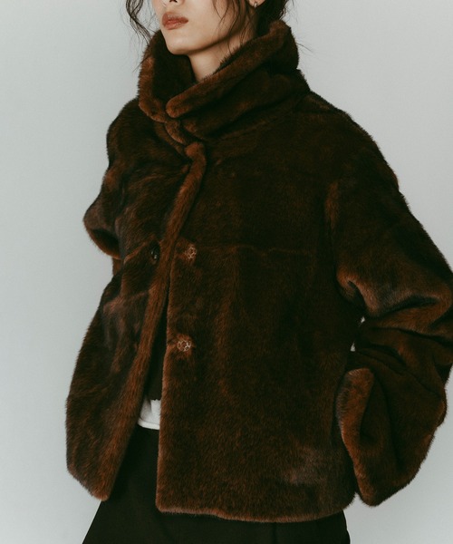 Knuth Marf】point collar fur coat/brown /ファーコート（その他