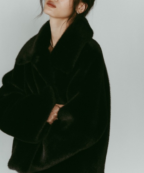 Knuth Marf】point collar fur coat/brown /ファーコート（その他