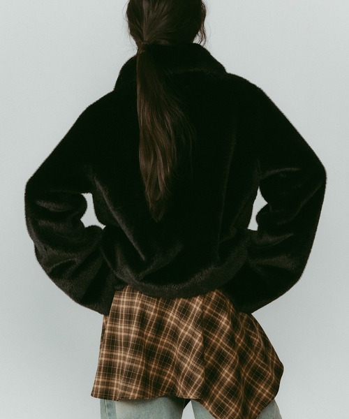 Knuth Marf】point collar fur coat/brown /ファーコート（その他