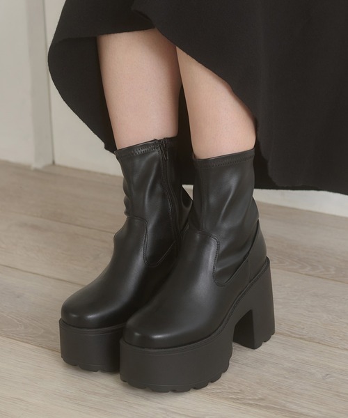 Ambre Neige(Aul[W)platform stretch short boots / Ac]RXgb`V[gu[c(u[c)