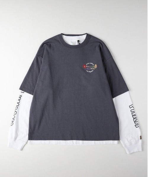 Right-on（ライトオン）の「【Philip Lumbang】リアルレイヤードロングスリーブTシャツ（アンサンブル・メンズ・ホワイト/ダークグレー/ブラック・M/L/XL）」の4枚目の写真