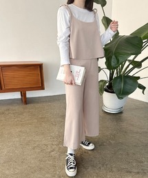 ビスチェ×ワイドパンツオールインワン