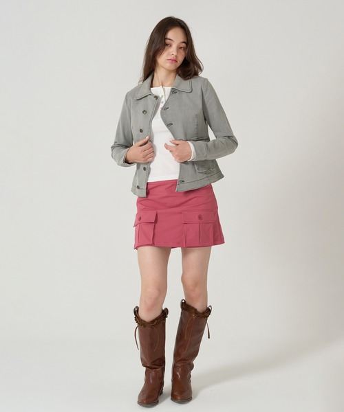 TINA:JOJUN(ティーナジョジュン)の「ローウエスト カーゴ ミニスカート TINA:JOJUN(スカート・レディース・パープル/ピンク・S/M)」の4枚目の写真