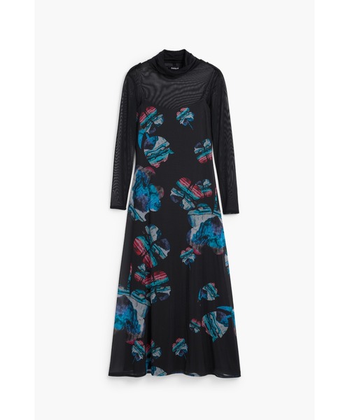 Desigual(デシグアル)の「2 in 1 M. CHRISTIAN LACROIX コラボ 水彩フローラル ミディドレス 結婚式 二次会 フォーマル(ワンピース・レディース・ブラック・XS/S/M/L/XL/XXL)」の3枚目の写真