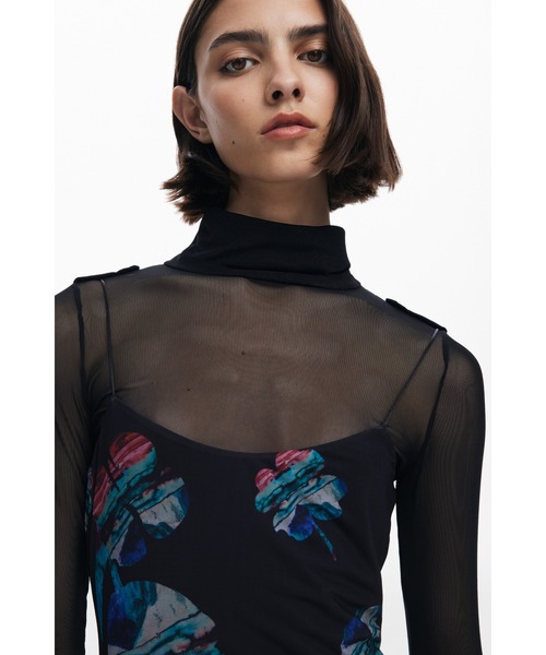 Desigual(デシグアル)の「2 in 1 M. CHRISTIAN LACROIX コラボ 水彩フローラル ミディドレス 結婚式 二次会 フォーマル(ワンピース・レディース・ブラック・XS/S/M/L/XL/XXL)」の5枚目の写真