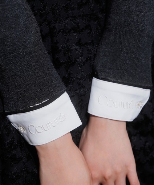 AND COUTURE(アンドクチュール)の「カフス刺繍ボウタイブラウス(シャツ/ブラウス・レディース・ベージュ/オフホワイト/ネイビー・FREE)」の5枚目の写真