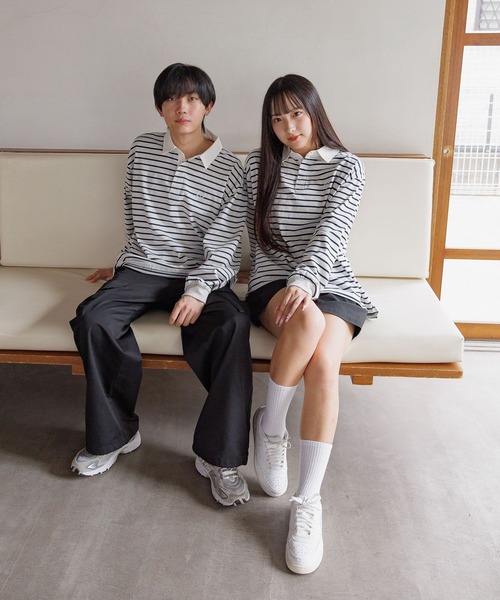 GLOBAL WORK(グローバルワーク)の「ロゴ刺繍ラガーシャツ長袖/AND YUA ANY/591440(Tシャツ/カットソー・キッズ・ブラック/ライトグレー・MEDIUM/LARGE)」の12枚目の写真