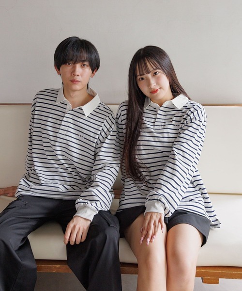 GLOBAL WORK(グローバルワーク)の「ロゴ刺繍ラガーシャツ長袖/AND YUA ANY/591440(Tシャツ/カットソー・キッズ・ブラック/ライトグレー・MEDIUM/LARGE)」の7枚目の写真