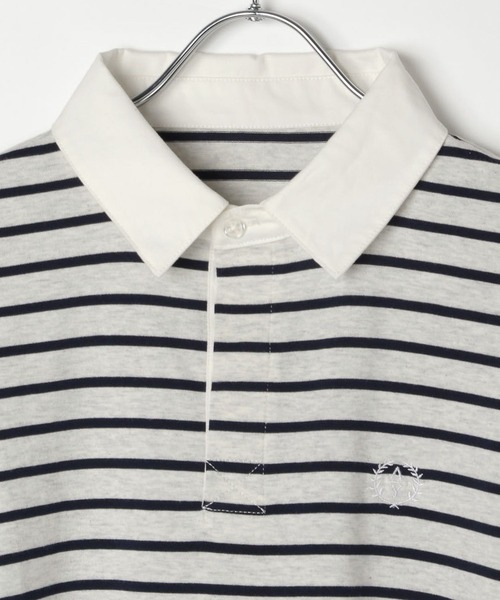 GLOBAL WORK(グローバルワーク)の「ロゴ刺繍ラガーシャツ長袖/AND YUA ANY/591440(Tシャツ/カットソー・キッズ・ブラック/ライトグレー・MEDIUM/LARGE)」の3枚目の写真