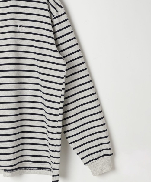 GLOBAL WORK(グローバルワーク)の「ロゴ刺繍ラガーシャツ長袖/AND YUA ANY/591440(Tシャツ/カットソー・キッズ・ブラック/ライトグレー・MEDIUM/LARGE)」の4枚目の写真