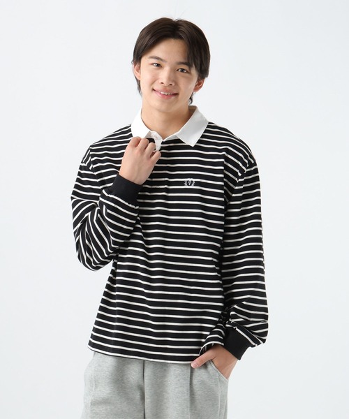 GLOBAL WORK(グローバルワーク)の「ロゴ刺繍ラガーシャツ長袖/AND YUA ANY/591440(Tシャツ/カットソー・キッズ・ブラック/ライトグレー・MEDIUM/LARGE)」の17枚目の写真