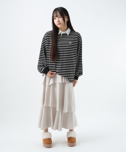 GLOBAL WORK(グローバルワーク)の「ロゴ刺繍ラガーシャツ長袖/AND YUA ANY/591440(Tシャツ/カットソー・キッズ・ブラック/ライトグレー・MEDIUM/LARGE)」の20枚目の写真