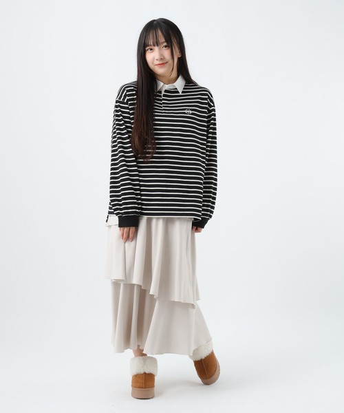 GLOBAL WORK(グローバルワーク)の「ロゴ刺繍ラガーシャツ長袖/AND YUA ANY/591440(Tシャツ/カットソー・キッズ・ブラック/ライトグレー・MEDIUM/LARGE)」の21枚目の写真