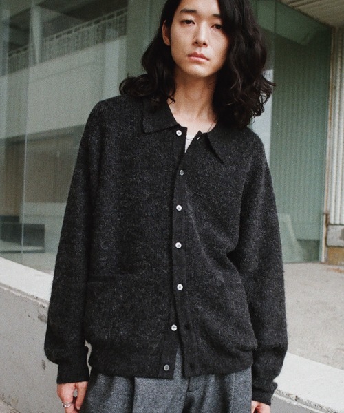 WYM LIDNM(EB oC h)MOHAIR BLEND KNIT SHIRT CARDIGAN(jbg/Z[^[)
