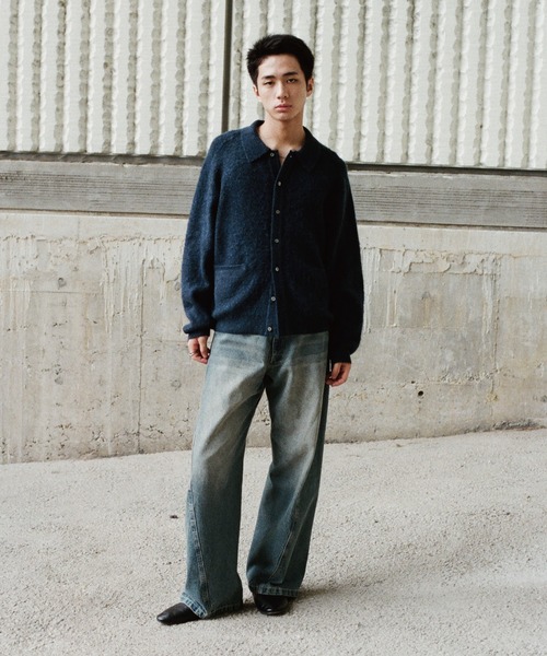 WYM LIDNM(ウィム バイ リドム)の「MOHAIR BLEND KNIT SHIRT CARDIGAN(ニット/セーター・メンズ・ライトグレー/アッシュブラウン/ブルー系/チャコール・M/L/S)」の5枚目の写真