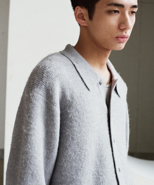 WYM LIDNM(ウィム バイ リドム)の「MOHAIR BLEND KNIT SHIRT CARDIGAN(ニット/セーター・メンズ・ライトグレー/アッシュブラウン/ブルー系/チャコール・M/L/S)」の11枚目の写真