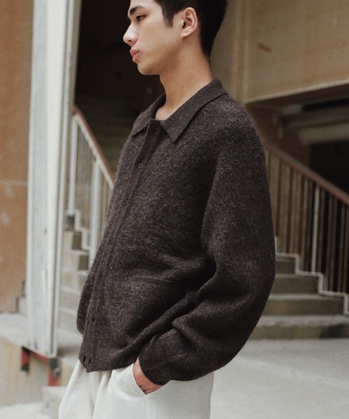 WYM LIDNM(ウィム バイ リドム)の「MOHAIR BLEND KNIT SHIRT CARDIGAN(ニット/セーター・メンズ・ライトグレー/アッシュブラウン/ブルー系/チャコール・M/L/S)」の18枚目の写真