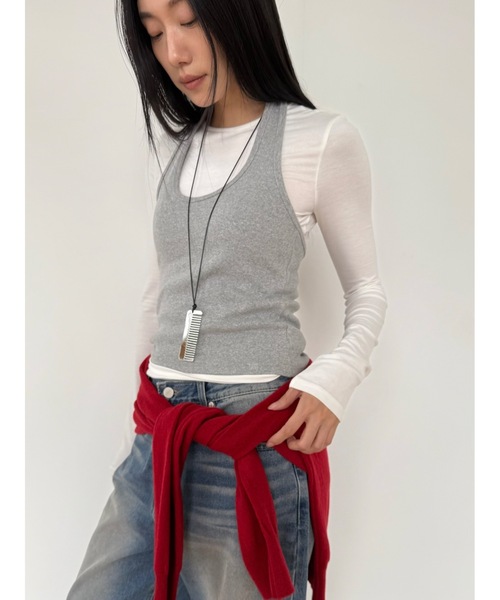 Didot.showroom（ディドット ショールーム）の「ホルターUネックトップ（Tシャツ/カットソー・レディース・グレー/アイボリー/ブラック・FREE）」の2枚目の写真
