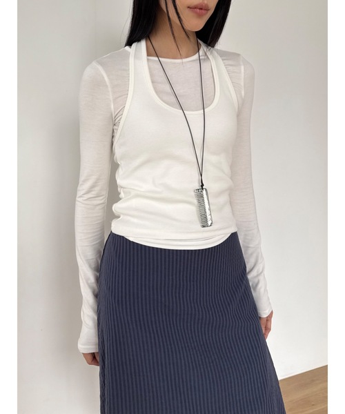 Didot.showroom（ディドット ショールーム）の「ホルターUネックトップ（Tシャツ/カットソー・レディース・グレー/アイボリー/ブラック・FREE）」の3枚目の写真