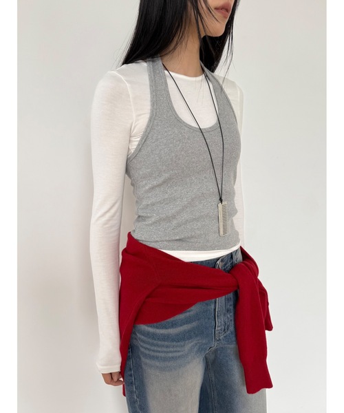 Didot.showroom（ディドット ショールーム）の「ホルターUネックトップ（Tシャツ/カットソー・レディース・グレー/アイボリー/ブラック・FREE）」の7枚目の写真