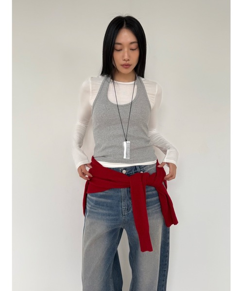 Didot.showroom（ディドット ショールーム）の「ホルターUネックトップ（Tシャツ/カットソー・レディース・グレー/アイボリー/ブラック・FREE）」の5枚目の写真