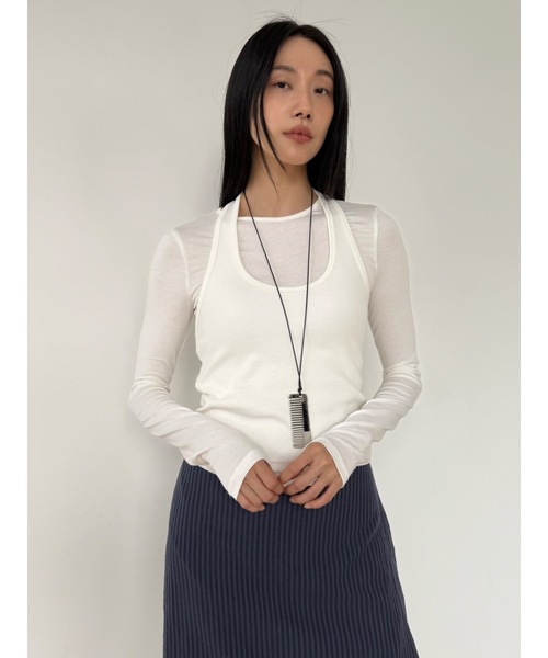 Didot.showroom（ディドット ショールーム）の「ホルターUネックトップ（Tシャツ/カットソー・レディース・グレー/アイボリー/ブラック・FREE）」の14枚目の写真