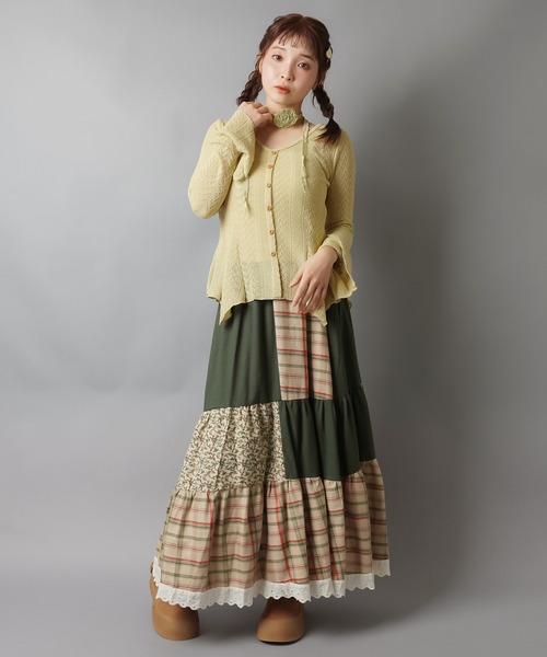 SPINNS（スピンズ）の「【セットアイテム】レースカーディガン/フレアスリーブ/ローズタイ付き/NEO森ガール（カーディガン/ボレロ・レディース・アイボリー/ベージュ/ブラウン・ONESIZE）」の10枚目の写真