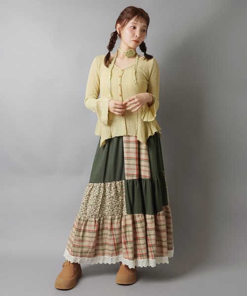 SPINNS（スピンズ）の「【セットアイテム】レースカーディガン/フレアスリーブ/ローズタイ付き/NEO森ガール（カーディガン/ボレロ・レディース・アイボリー/ベージュ/ブラウン・ONESIZE）」の11枚目の写真