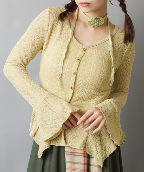 SPINNS（スピンズ）の「【セットアイテム】レースカーディガン/フレアスリーブ/ローズタイ付き/NEO森ガール（カーディガン/ボレロ・レディース・アイボリー/ベージュ/ブラウン・ONESIZE）」の20枚目の写真