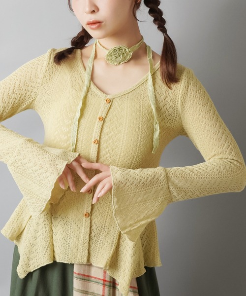 SPINNS（スピンズ）の「【セットアイテム】レースカーディガン/フレアスリーブ/ローズタイ付き/NEO森ガール（カーディガン/ボレロ・レディース・アイボリー/ベージュ/ブラウン・ONESIZE）」の19枚目の写真