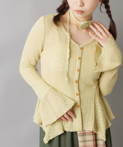 SPINNS（スピンズ）の「【セットアイテム】レースカーディガン/フレアスリーブ/ローズタイ付き/NEO森ガール（カーディガン/ボレロ・レディース・アイボリー/ベージュ/ブラウン・ONESIZE）」の21枚目の写真