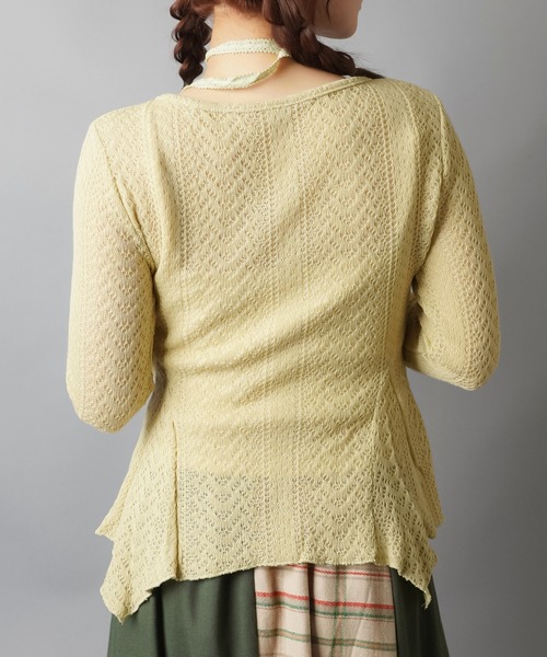 SPINNS（スピンズ）の「【セットアイテム】レースカーディガン/フレアスリーブ/ローズタイ付き/NEO森ガール（カーディガン/ボレロ・レディース・アイボリー/ベージュ/ブラウン・ONESIZE）」の6枚目の写真