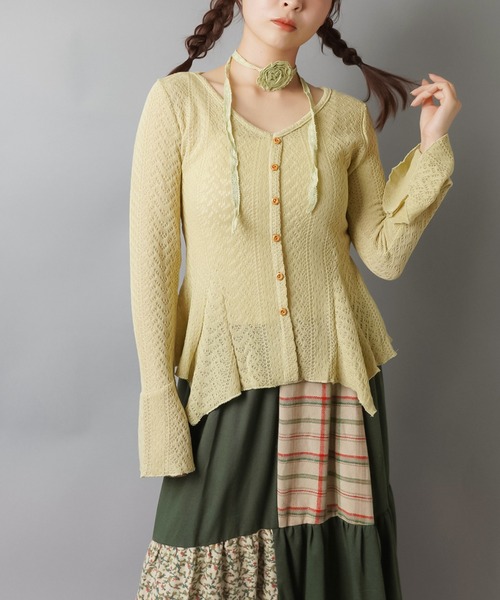 SPINNS（スピンズ）の「【セットアイテム】レースカーディガン/フレアスリーブ/ローズタイ付き/NEO森ガール（カーディガン/ボレロ・レディース・アイボリー/ベージュ/ブラウン・ONESIZE）」の8枚目の写真