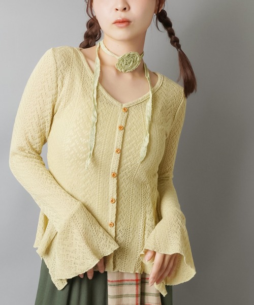 SPINNS（スピンズ）の「【セットアイテム】レースカーディガン/フレアスリーブ/ローズタイ付き/NEO森ガール（カーディガン/ボレロ・レディース・アイボリー/ベージュ/ブラウン・ONESIZE）」の22枚目の写真