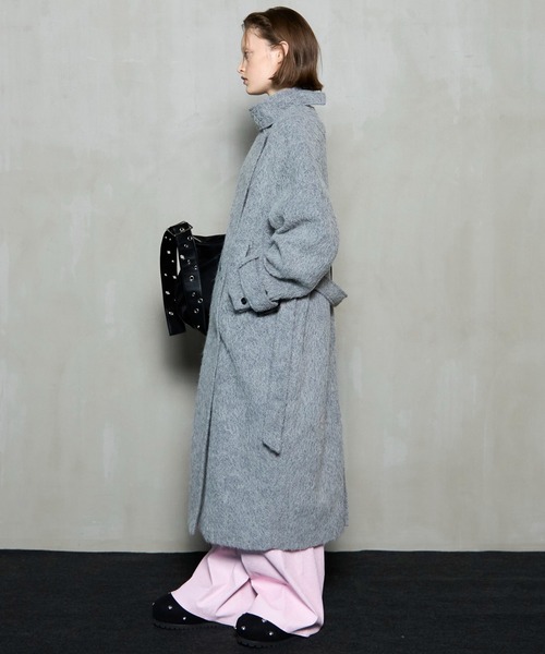 Ribbon Collar Shaggy Long Coat / リボンカラーシャギーロングコート