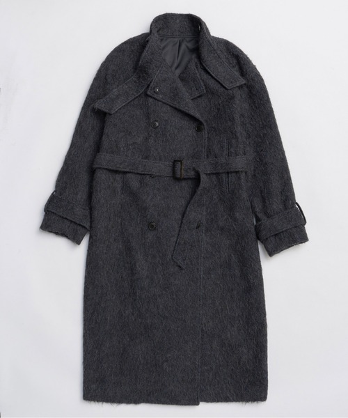 MAISON SPECIAL(メゾンスペシャル)の「Ribbon Collar Shaggy Long Coat / リボンカラーシャギーロングコート(その他アウター・レディース・チャコールグレー/ライトグレー・FREE)」の9枚目の写真
