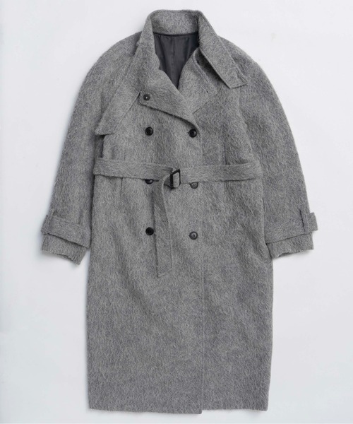 MAISON SPECIAL(メゾンスペシャル)の「Ribbon Collar Shaggy Long Coat / リボンカラーシャギーロングコート(その他アウター・レディース・チャコールグレー/ライトグレー・FREE)」の8枚目の写真