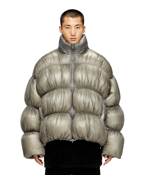 ディーゼル DIESEL メタリックシルバー ダウン ジャケット M シルバー