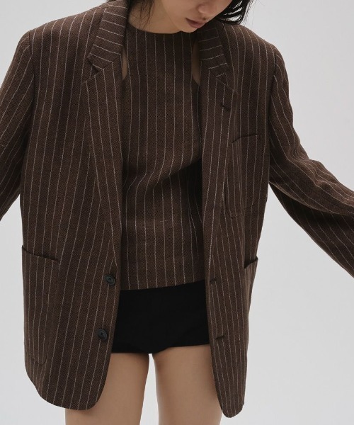 TODAYFUL/トゥデイフル】Boyfriend Stripe Linen Jacket/ボーイ
