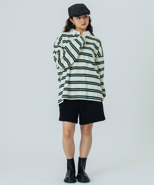 ROSE BUD（ローズバッド）の「STRIPED RUGBY SHIRT（Tシャツ/カットソー・レディース・グレー/ホワイト・ONE SIZE）」の10枚目の写真