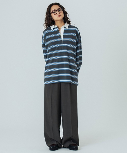 ROSE BUD（ローズバッド）の「STRIPED RUGBY SHIRT（Tシャツ/カットソー・レディース・グレー/ホワイト・ONE SIZE）」の17枚目の写真