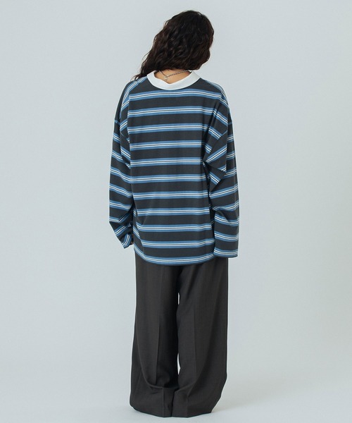 ROSE BUD（ローズバッド）の「STRIPED RUGBY SHIRT（Tシャツ/カットソー・レディース・グレー/ホワイト・ONE SIZE）」の20枚目の写真