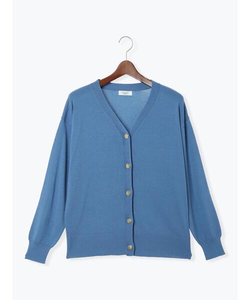 Te chichi TERRASSE(テチチテラス)の「金釦Vネックリラックスカーディガン(カーディガン/ボレロ・レディース・ベージュ/ブラック/ブルー/ピンク・F)」の3枚目の写真