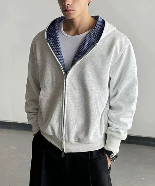 INSCRIRE フリース フーディー S グレー　ウール パーカー INSCRIRE フリース フーディー S グレー ウール パーカー