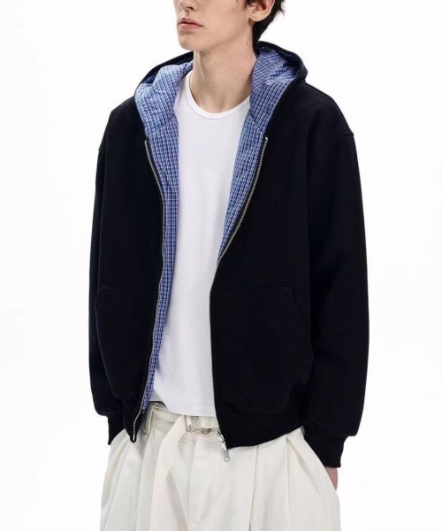 セール】2WAYチェックフーディージャケット（パーカー）｜FreeZone